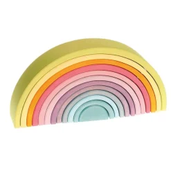 Grimm's Spiel u0026 Holz 12-24 Months|Marble & Ball Runs < Pastel Large Wooden Rainbow Tunnel - 12 Piece