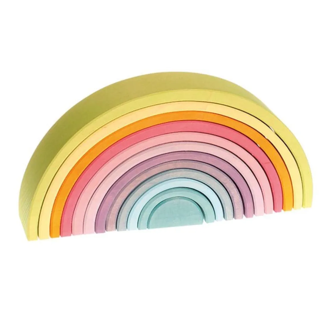 Grimm's Spiel u0026 Holz 12-24 Months|Marble & Ball Runs < Pastel Large Wooden Rainbow Tunnel - 12 Piece