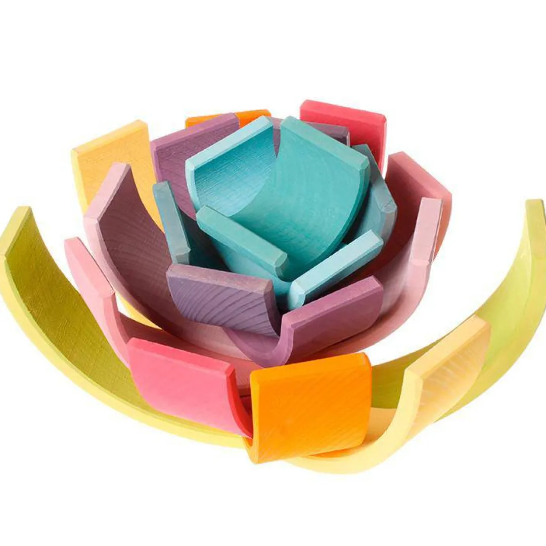 Grimm's Spiel u0026 Holz 12-24 Months|Marble & Ball Runs < Pastel Large Wooden Rainbow Tunnel - 12 Piece