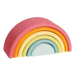 Grimm's Spiel u0026 Holz 12-24 Months|Wooden Toys < Pastel Wooden Rainbow Tunnel - 6 Pieces