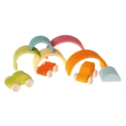 Grimm's Spiel u0026 Holz 12-24 Months|Wooden Toys < Pastel Wooden Rainbow Tunnel - 6 Pieces