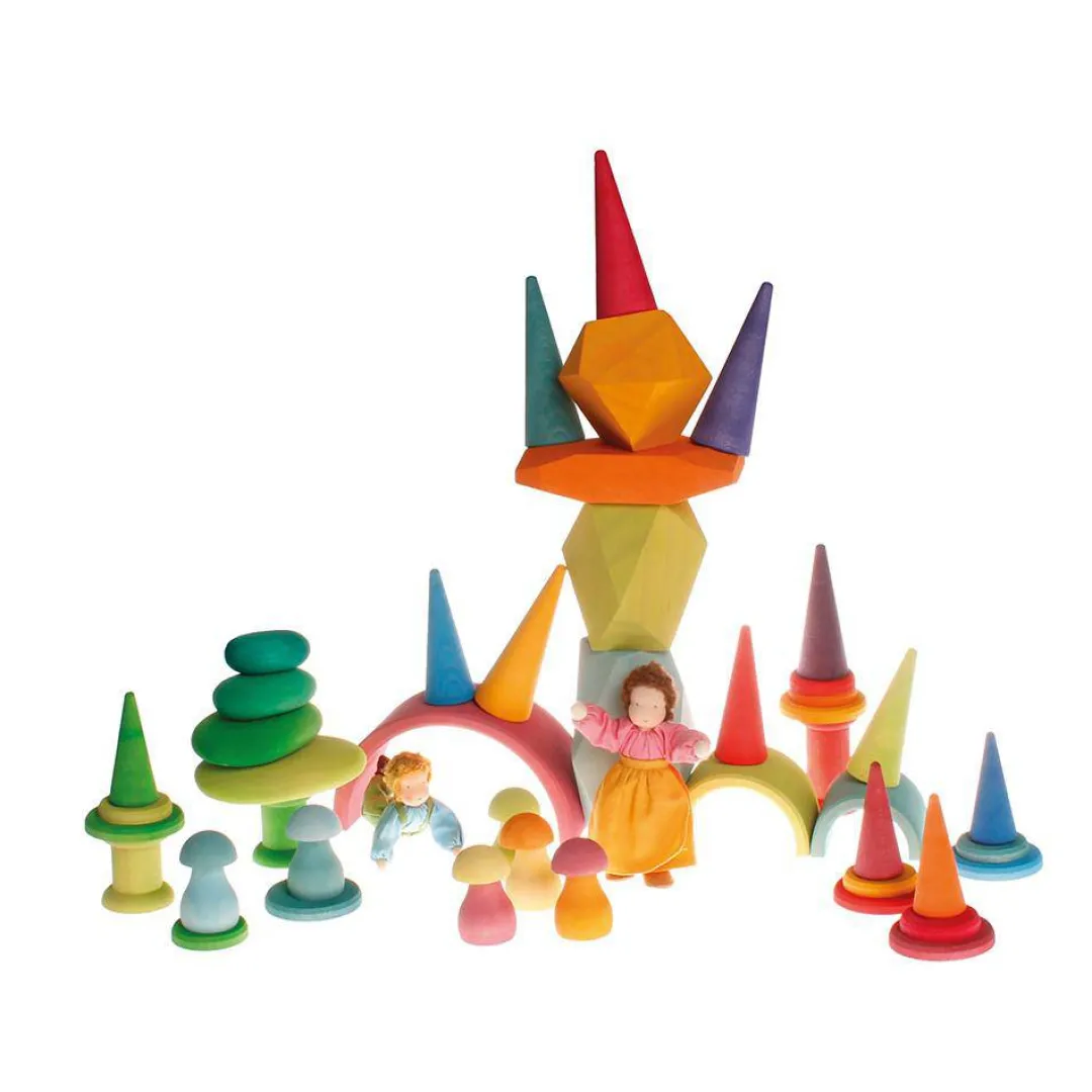 Grimm's Spiel u0026 Holz 12-24 Months|Wooden Toys < Pastel Wooden Rainbow Tunnel - 6 Pieces