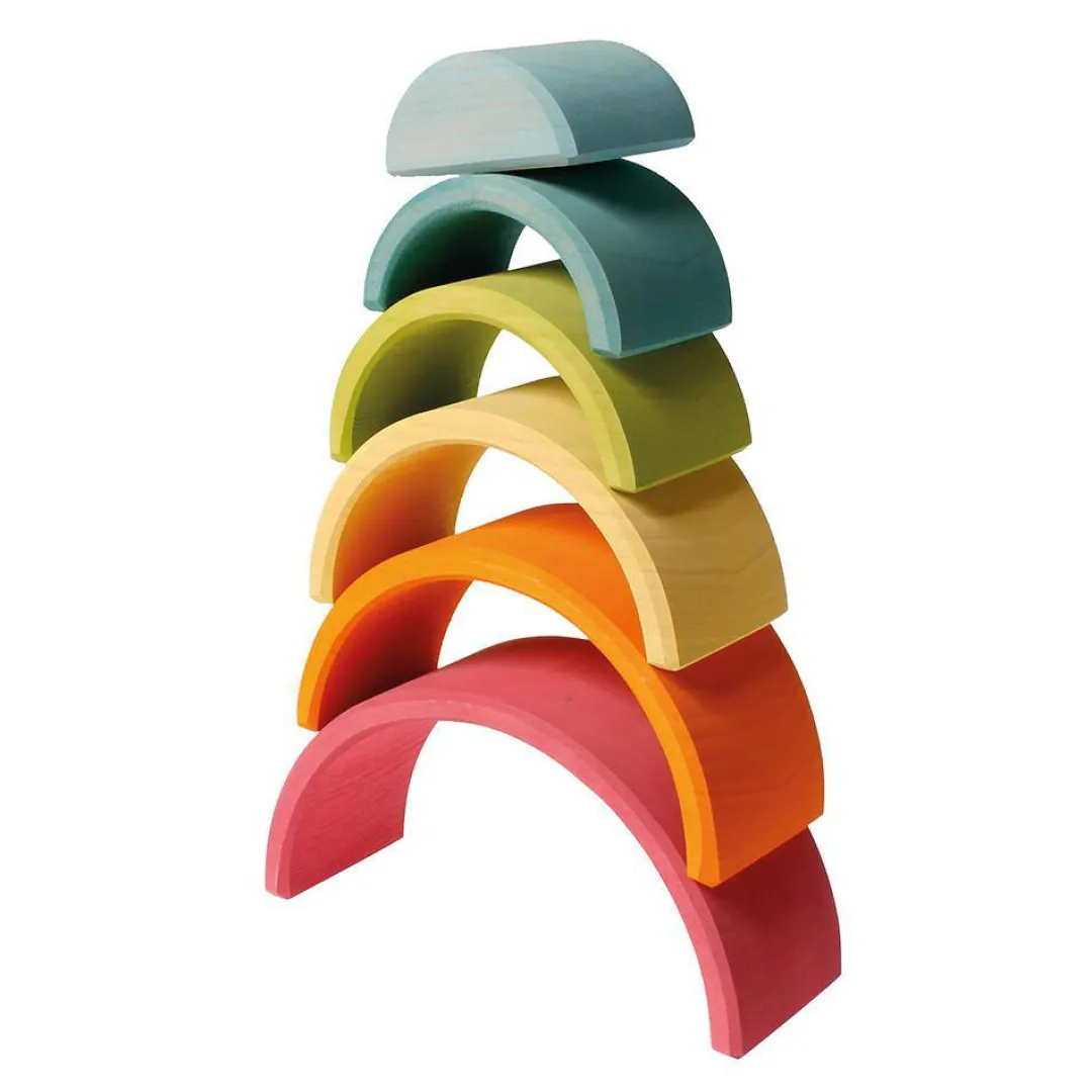 Grimm's Spiel u0026 Holz 12-24 Months|Wooden Toys < Pastel Wooden Rainbow Tunnel - 6 Pieces