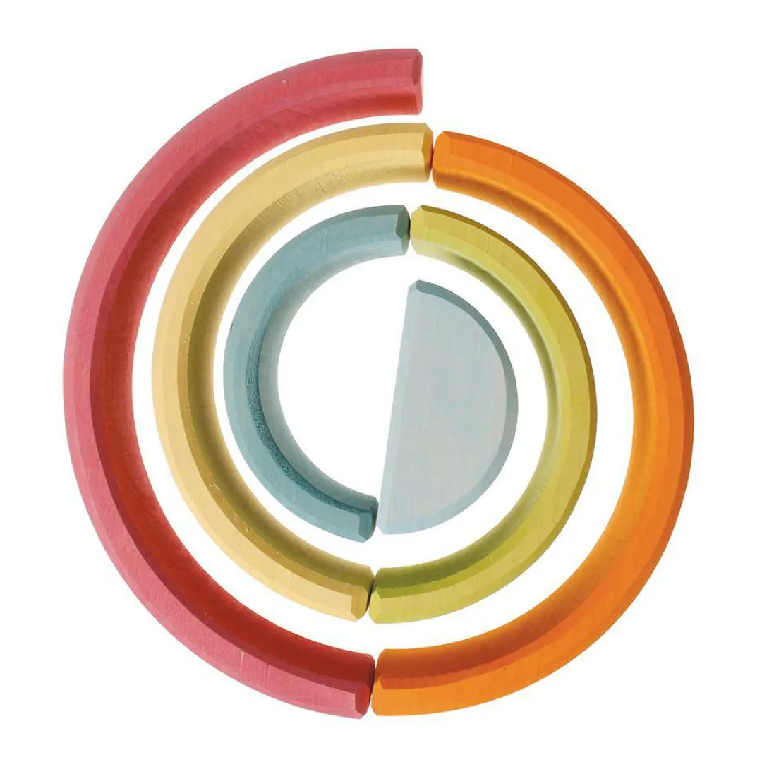 Grimm's Spiel u0026 Holz 12-24 Months|Wooden Toys < Pastel Wooden Rainbow Tunnel - 6 Pieces