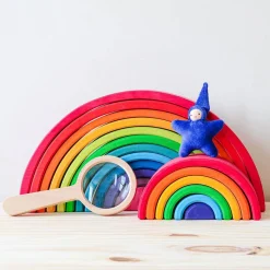 Grimm's Spiel u0026 Holz 12-24 Months|Marble & Ball Runs < 12-Piece Wooden Rainbow Stacking Tunnel