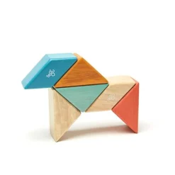 Tegu 12-24 Months|Wooden Toys < Pocket Pouch Prism Wooden Magnetic Blocks - Sunset