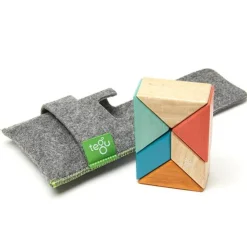 Tegu 12-24 Months|Wooden Toys < Pocket Pouch Prism Wooden Magnetic Blocks - Sunset
