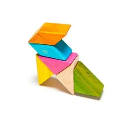 Tegu 12-24 Months|Wooden Toys < Pocket Pouch Prism Wooden Magnetic Blocks - Tints