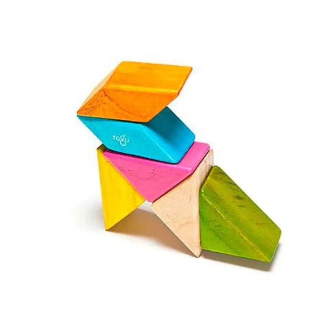 Tegu 12-24 Months|Wooden Toys < Pocket Pouch Prism Wooden Magnetic Blocks - Tints