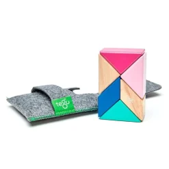 Tegu 12-24 Months|Wooden Toys < Pocket Pouch Prism Wooden Magnetic Blocks - Blossom