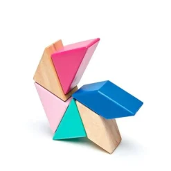 Tegu 12-24 Months|Wooden Toys < Pocket Pouch Prism Wooden Magnetic Blocks - Blossom