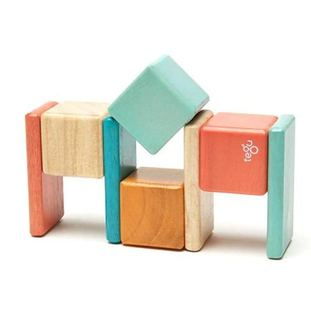 Tegu 12-24 Months|Wooden Toys < Pocket Pouch Wooden Magnetic Blocks - Sunset