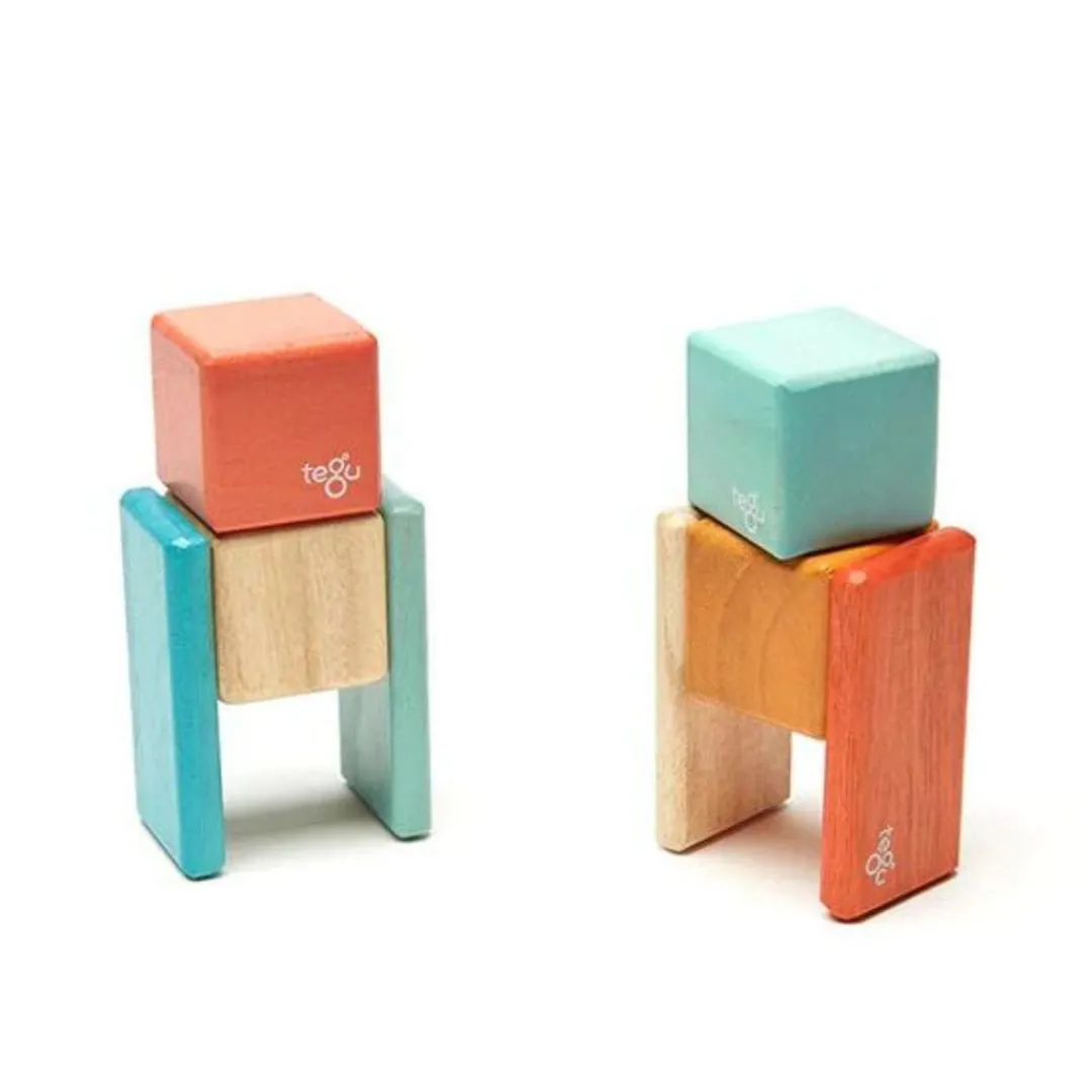 Tegu 12-24 Months|Wooden Toys < Pocket Pouch Wooden Magnetic Blocks - Sunset