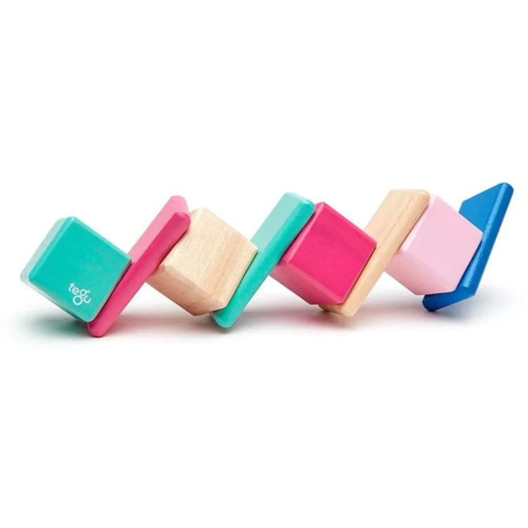 Tegu 12-24 Months|Wooden Toys < Pocket Pouch Wooden Magnetic Blocks - Blossom