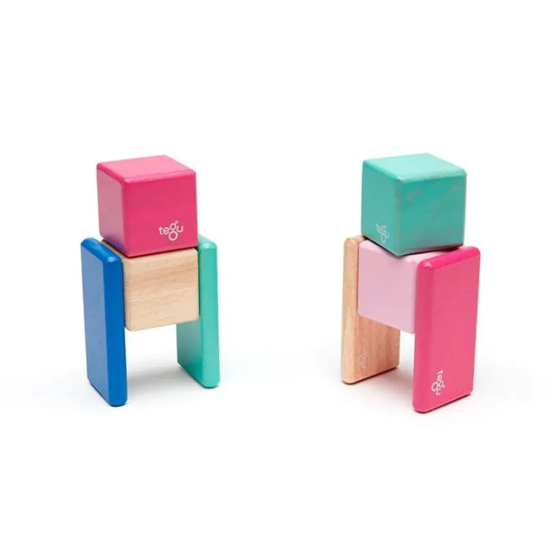 Tegu 12-24 Months|Wooden Toys < Pocket Pouch Wooden Magnetic Blocks - Blossom
