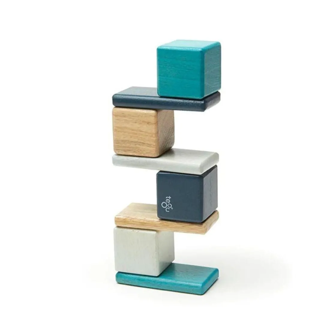 Tegu 12-24 Months|Wooden Toys < Pocket Pouch Wooden Magnetic Blocks - Blues