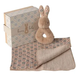Maileg Maileg Collection|2 Years < Rabbit Rattle Baby Gift Set - Cream Peach