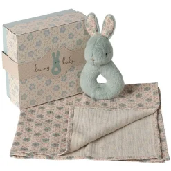 Maileg Maileg Collection|2 Years < Rabbit Rattle Baby Gift Set - Mint