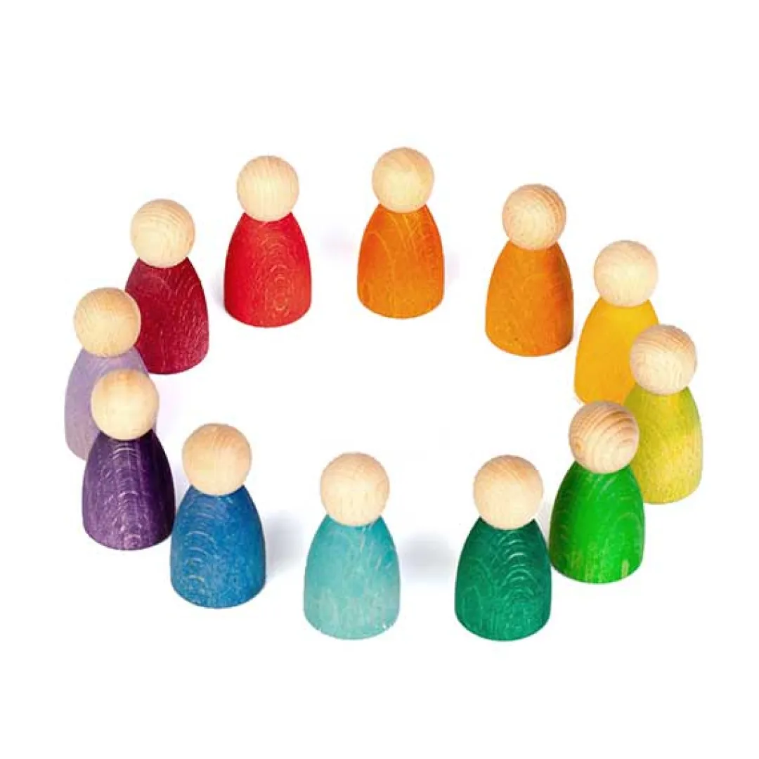 Grapat Dolls|Wooden Toys < 12 Rainbow Nins - Wooden Peg People