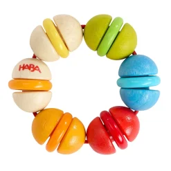 HABA 12-24 Months|Wooden Toys < Rainbow Rattle Grasping and Teething Toy