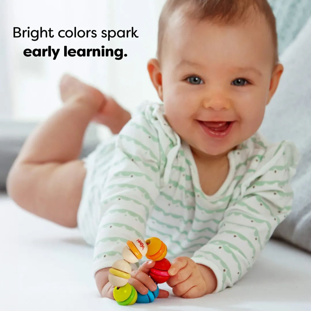 HABA 12-24 Months|Wooden Toys < Rainbow Rattle Grasping and Teething Toy