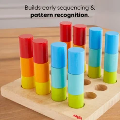 HABA Wooden Toys|Games < Rainbow Risers Wooden Stacking Game