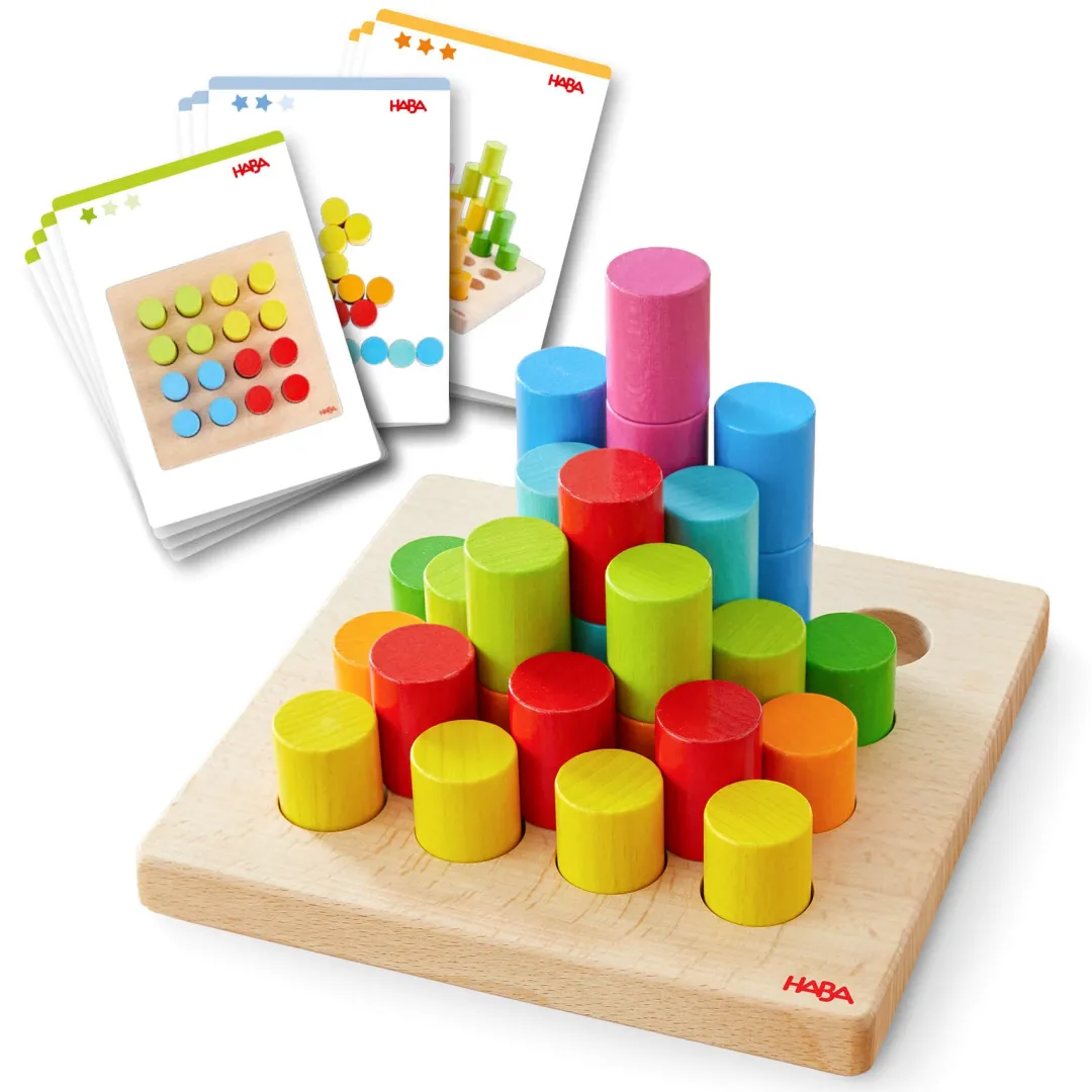 HABA Wooden Toys|Games < Rainbow Risers Wooden Stacking Game