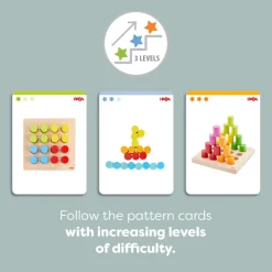 HABA Wooden Toys|Games < Rainbow Risers Wooden Stacking Game