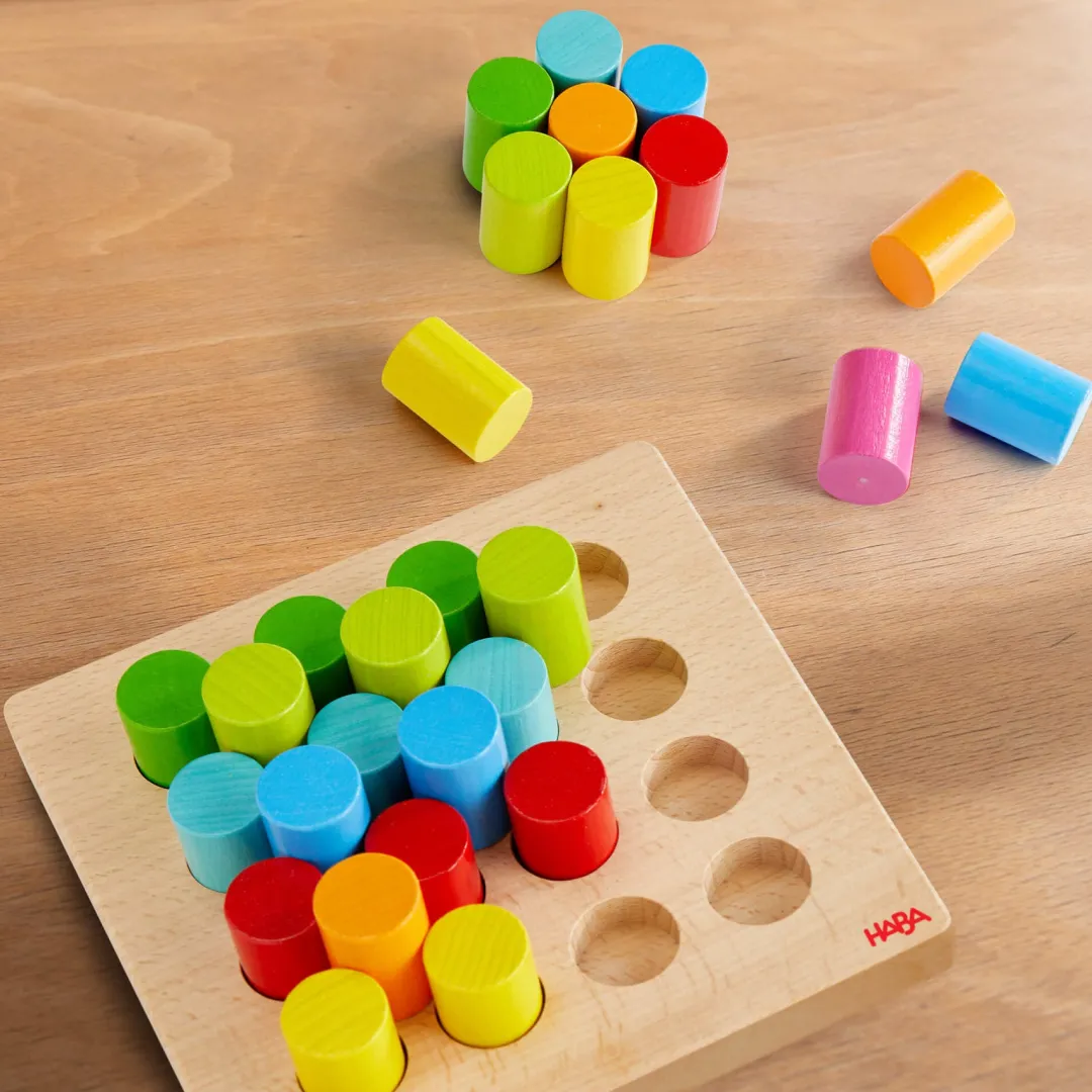 HABA Wooden Toys|Games < Rainbow Risers Wooden Stacking Game