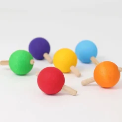 Grimm's Spiel u0026 Holz Wooden Toys|4 Years < Spinning Tops - Set of 6