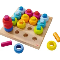 HABA Wooden Toys|Early Learning < Rainbow Whirls Pegs & Rings Game
