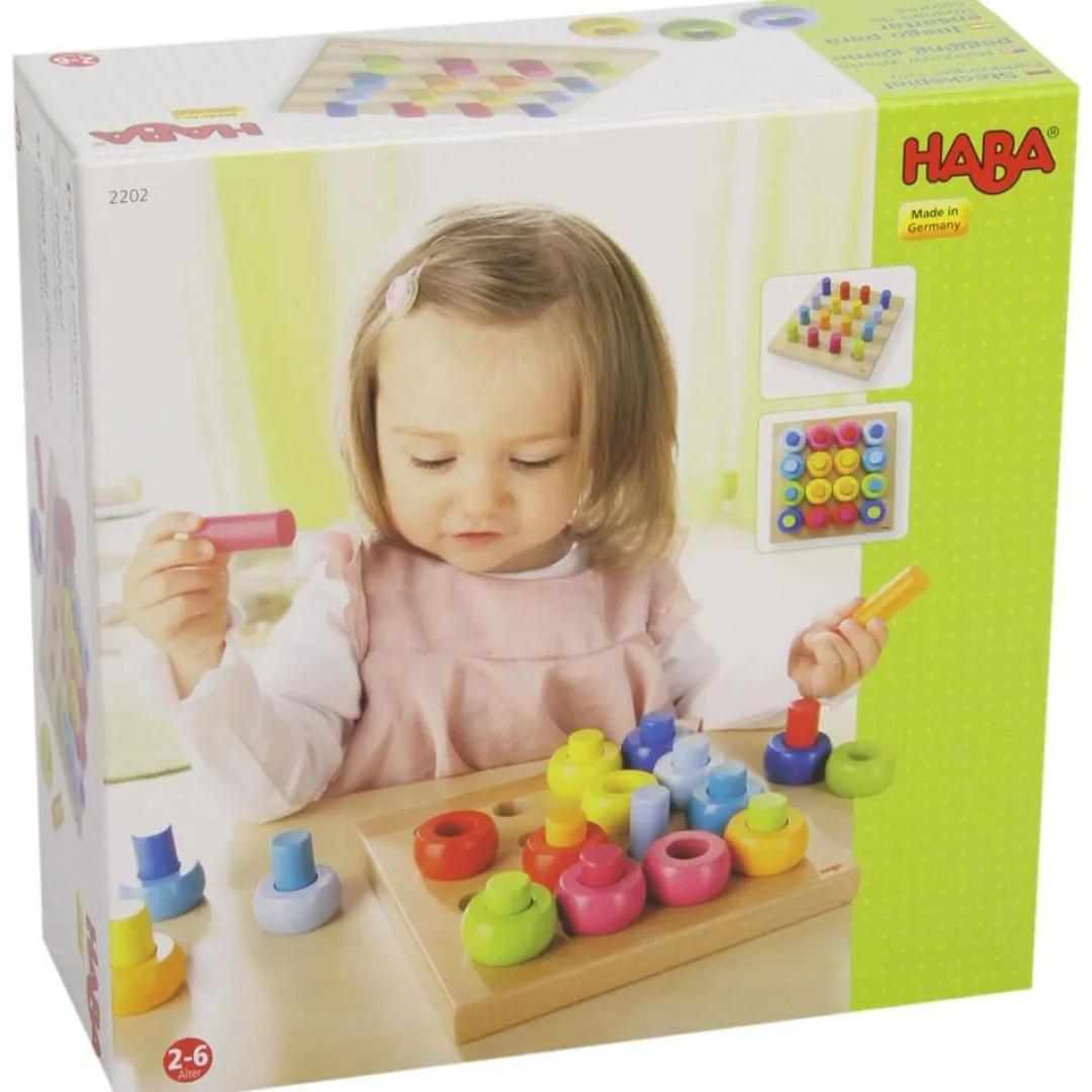 HABA Wooden Toys|Early Learning < Rainbow Whirls Pegs & Rings Game