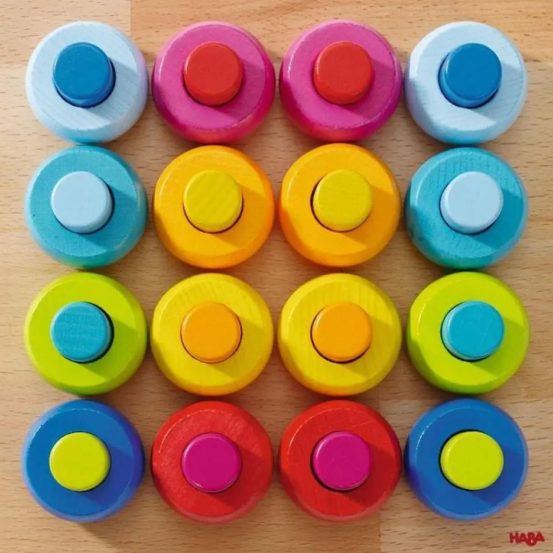 HABA Wooden Toys|Early Learning < Rainbow Whirls Pegs & Rings Game