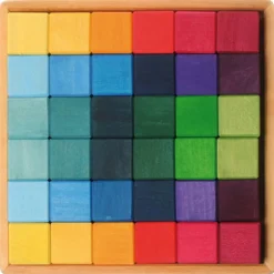 Grimm's Spiel u0026 Holz 12-24 Months|Marble & Ball Runs < Rainbow Wooden Cubes - 36 Blocks with Tray