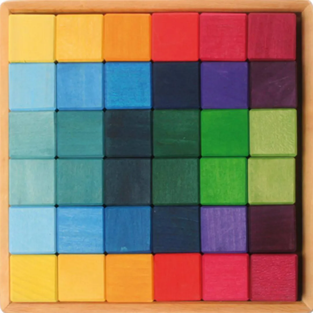 Grimm's Spiel u0026 Holz 12-24 Months|Marble & Ball Runs < Rainbow Wooden Cubes - 36 Blocks with Tray