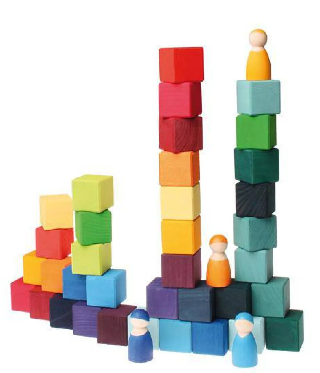 Grimm's Spiel u0026 Holz 12-24 Months|Marble & Ball Runs < Rainbow Wooden Cubes - 36 Blocks with Tray