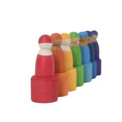 Grimm's Spiel u0026 Holz 12-24 Months|Dolls < 7 Rainbow Wooden Peg Dolls in Bowls