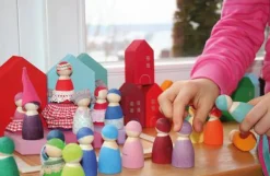 Grimm's Spiel u0026 Holz 12-24 Months|Dolls < 7 Rainbow Wooden Peg Dolls in Bowls