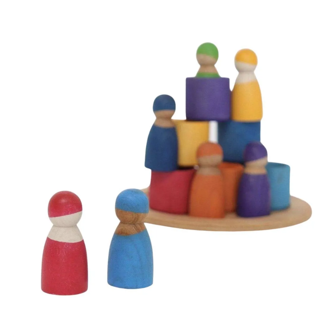 Grimm's Spiel u0026 Holz 12-24 Months|Dolls < 7 Rainbow Wooden Peg Dolls in Bowls