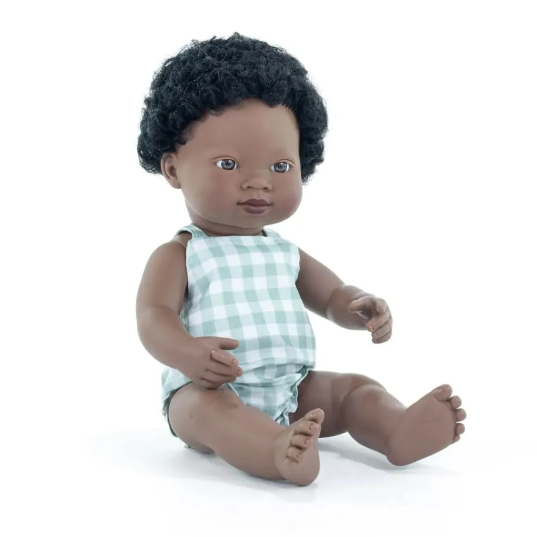 Miniland Dolls|4 Years < Realistic Montessori Doll - Black Boy