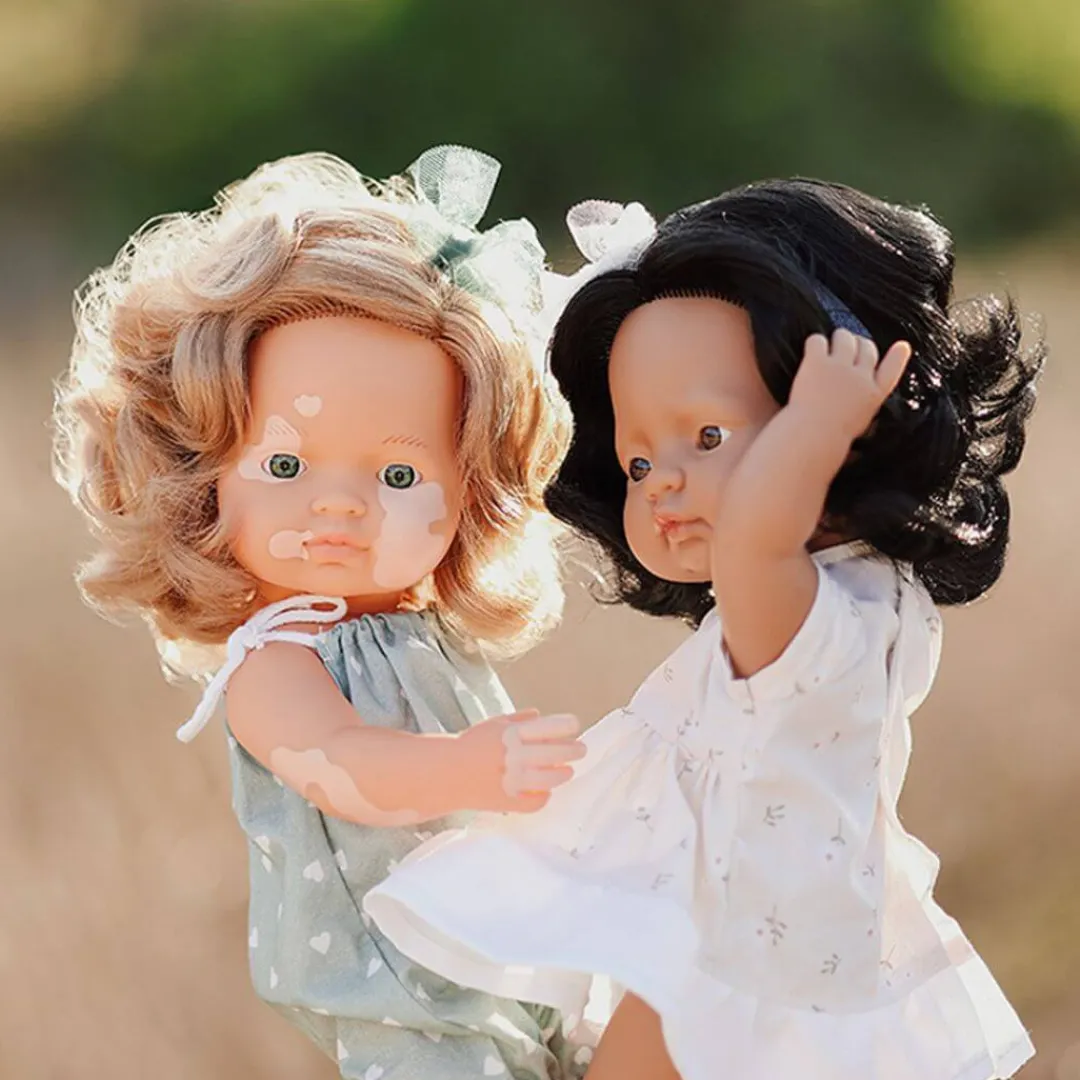 Miniland Dolls|4 Years < Realistic Montessori Doll - White Girl with Vitiligo