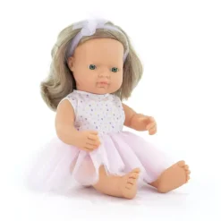 Miniland Dolls|4 Years < Realistic Montessori Doll - White Girl with Blonde Hair