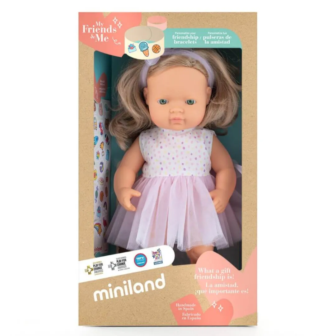 Miniland Dolls|4 Years < Realistic Montessori Doll - White Girl with Blonde Hair