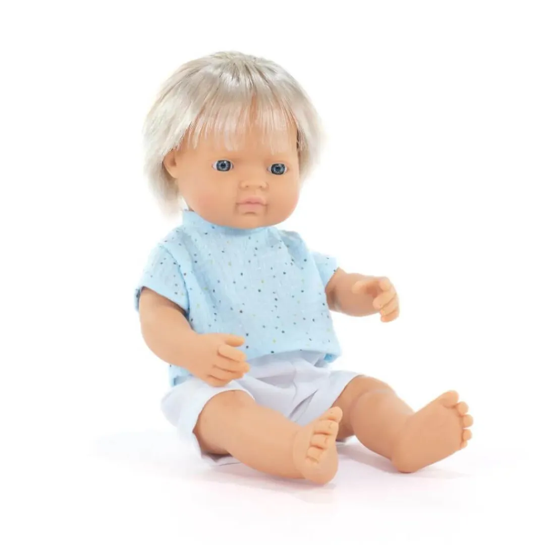 Miniland Dolls|4 Years < Realistic Montessori Doll - White Boy with Blond Hair