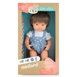 Miniland Dolls|4 Years < Realistic Montessori Doll - White Boy with Brown Hair