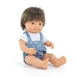 Miniland Dolls|4 Years < Realistic Montessori Doll - White Boy with Brown Hair