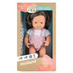 Miniland Dolls|4 Years < Realistic Montessori Doll - White Girl with Brown Hair