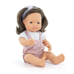 Miniland Dolls|4 Years < Realistic Montessori Doll - White Girl with Brown Hair