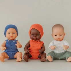 Miniland Dolls|4 Years < Red Knit Doll Romper and Bonnet Set - 12"