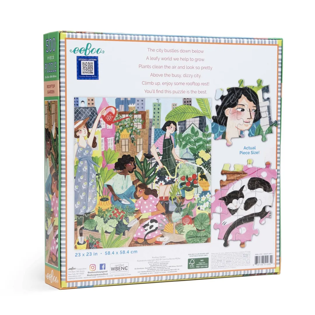 eeBoo Puzzles|7+ Years < Rooftop Garden 500 Piece Jigsaw Puzzle